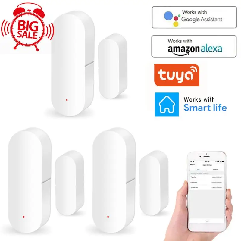 

Tuya Smart WiFi Door Sensor Door Open / Closed Detectors Magnetic Switch Window Sensor Home Security Alert Security Alarm
