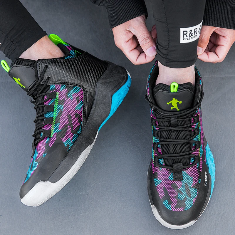 

2021 Unisex High Top Spring New Sneakers Basketball Boots Non Slip Outdoor Trainers Athletic Shoes Men Sports Basketball Shoes