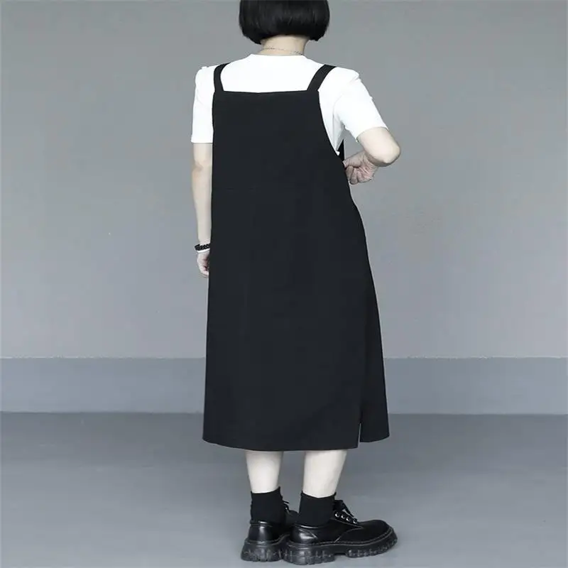 Women's Sleeveless Strap Dress Summer New Fashion Trend Dark Casual Loose Mid Length Full Length Dress