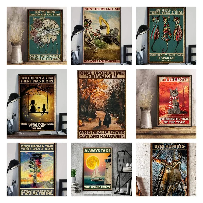 

Однажды была девушка, которая действительно любит кошки, металлическая пластина, винтажная кофейная стена, металлический знак 12x8 дюймов