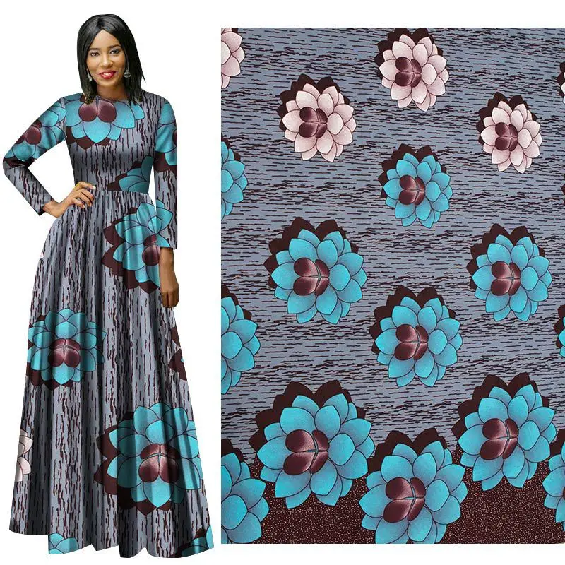 2020 синий Африканский воск ткань цветок простая африканская свадьба Этническая