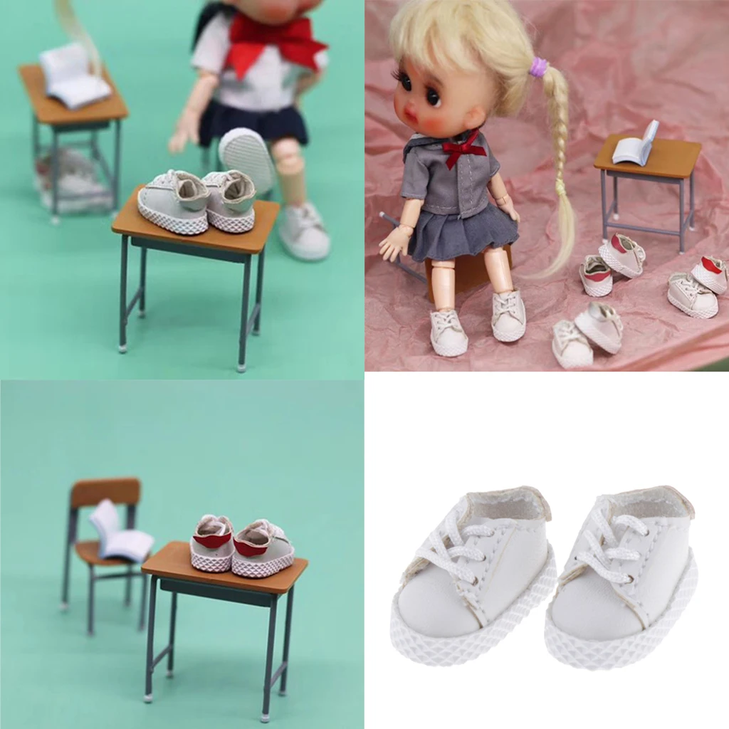 

Fashion Lace Up Shoes for OB11 1/12 BJD Dolls Girl Gifts -White