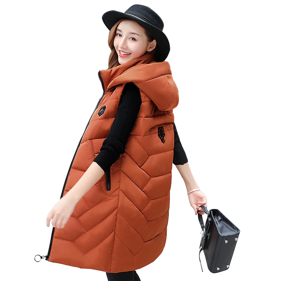 Осенне зимний женский жилет с 2019 хлопковой подкладкой теплый утепленный длинный