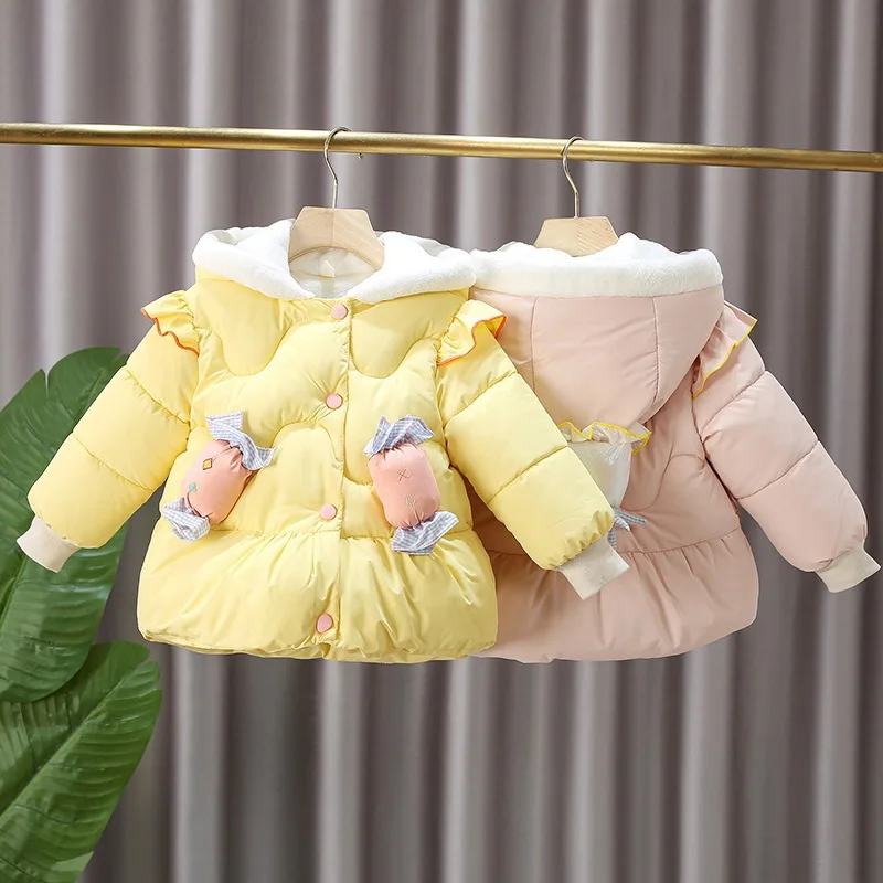 

Original Zebra Remember toddler girls winter cotton-padded clothes kids cute candy decoration hooded coats children warm outwear