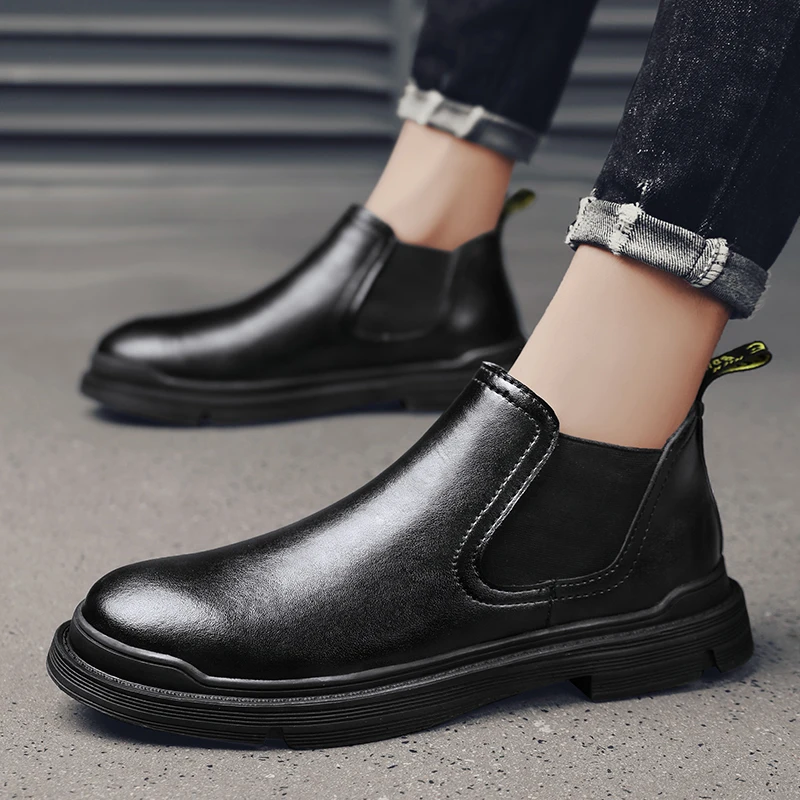 

Latest Fashion Chelsea Boots Men Genuine Leather Men's Black Brown Boots Ankle Boots