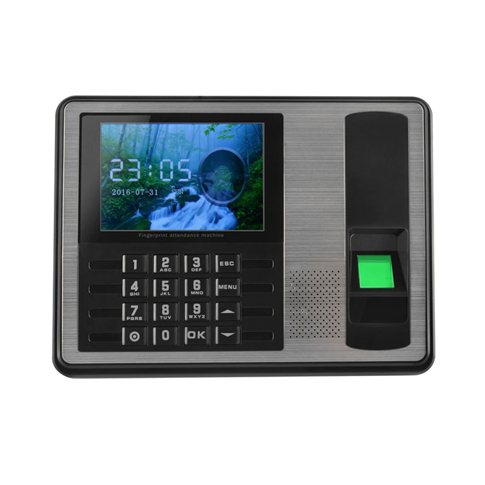 

Biometric Fingerprint Password Attendance Machine Employee Checking-in Recorder 4 inch TFT LCD Screen DC5V Time Attendance Clock