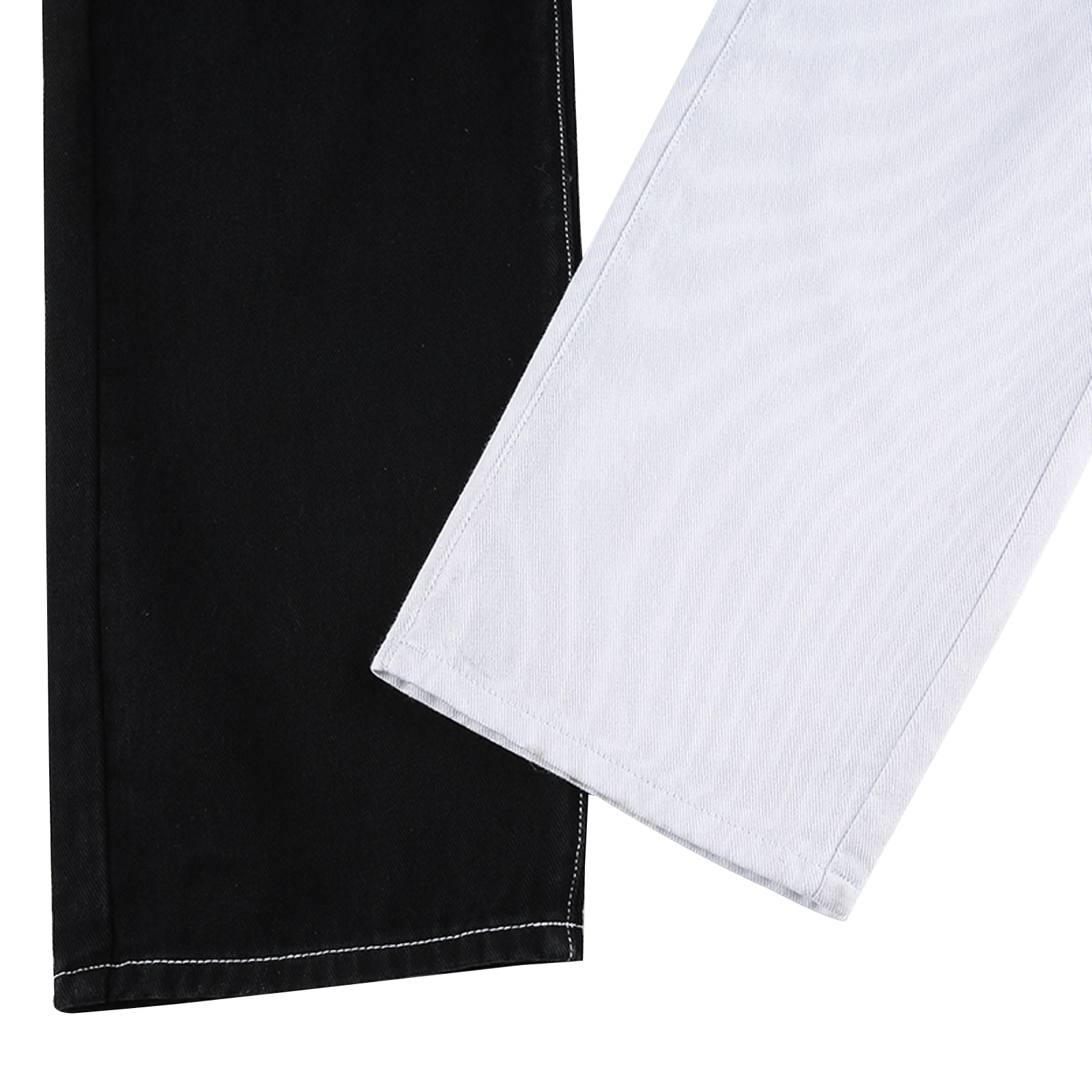 

Patchwork Women Straight Denim Pants High Waist Loose Fit Long Jeans with Pockets Ladies Casual Long Pants Jeans Plus Size