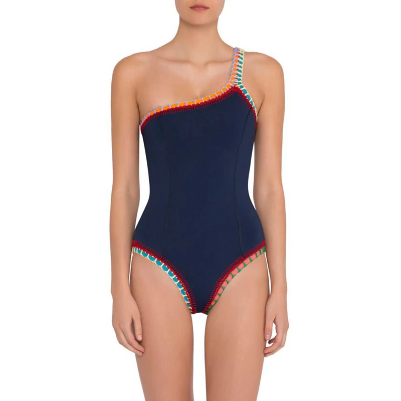 

One Piece Swimsuit New Sports Sexy Swimwear Women One Shoulder Swimsuit Elastic Swimwear