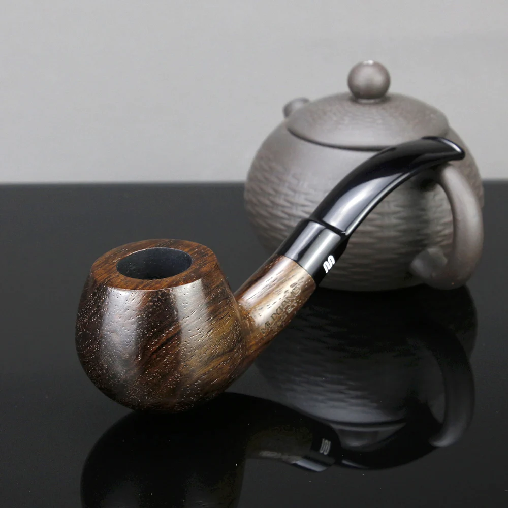 

High Quality Ebony Wood Pipe 9mm Filter Tobacco Smoking Pipe Handmade Tobacco Pipe Set Wooden Smoke Pipe