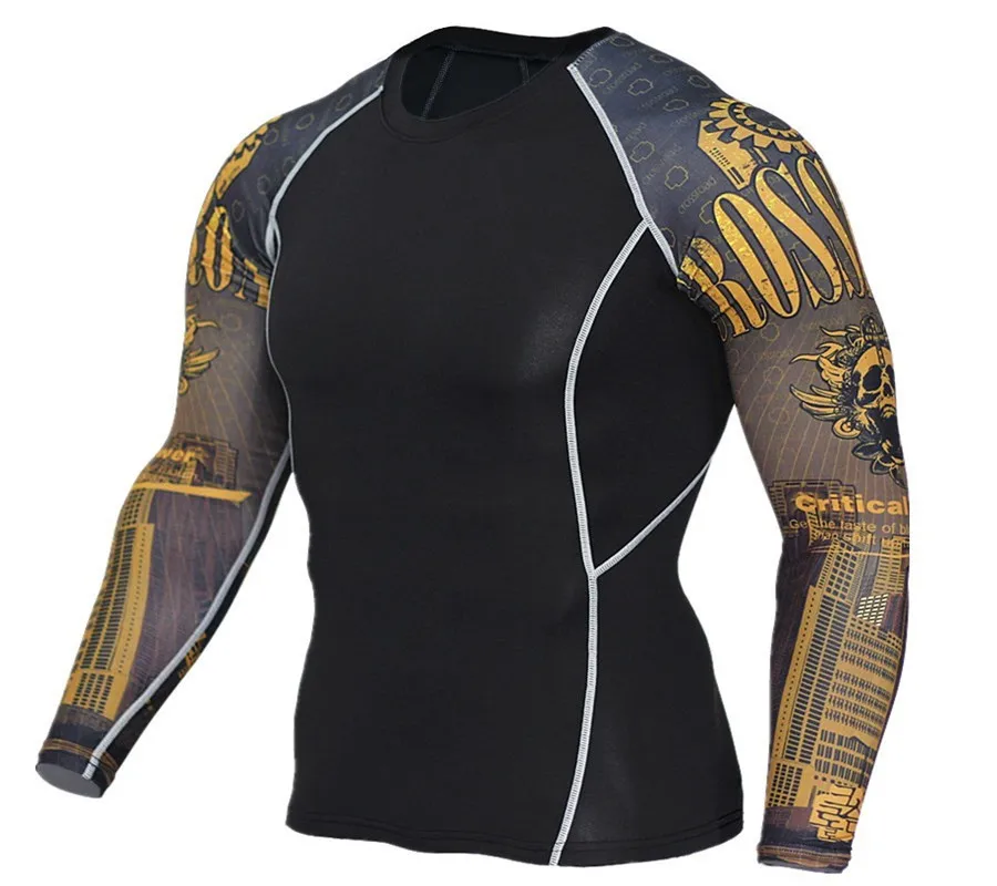 Men's Running T-Shirt Compression Bottom Top Long Sleeve Sports Leotard Running T-Shirt Jersey