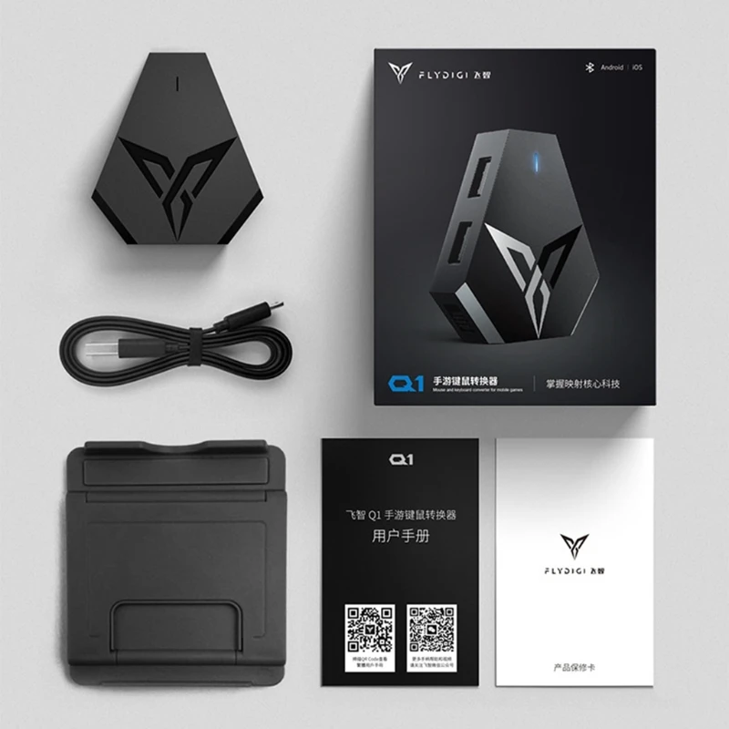 Flydigi Q1 Мобильный игровой конвертер клавиатуры и мыши через USB-интерфейс и беспроводное соединение Bluetooth для обоих A-ndroid i-OS