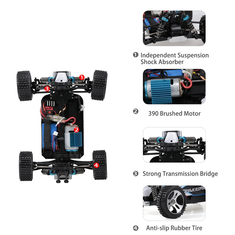 Wltoys A959 1:18 2 4 ГГц 4WD Радиоуправляемый внедорожник 45 км/ч высокоскоростной гоночный