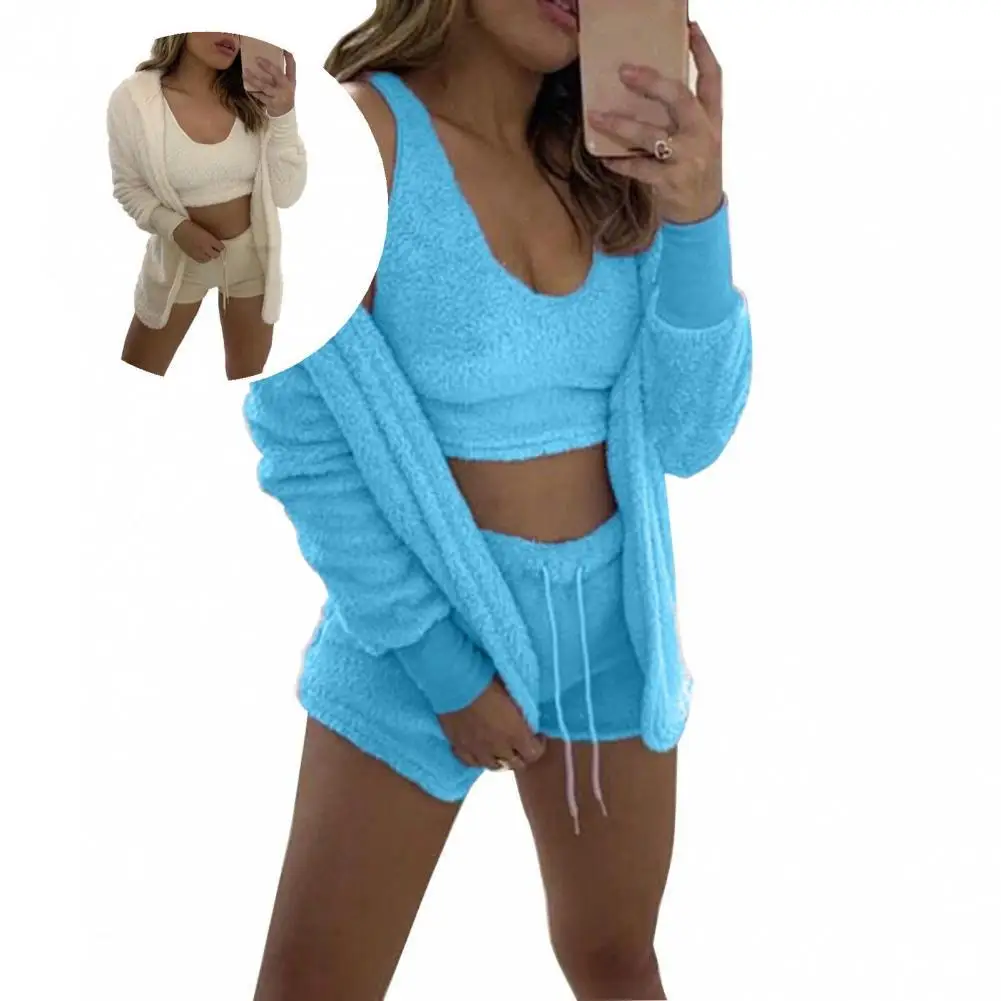 

1 комплект, укороченный топ и шорты, популярное пальто с манжетами в рубчик, шорты с завышенной талией, жилет, плотный жилет, пальто и шорты, к...