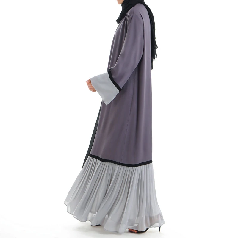 Платье Дубая Малайзия ислам Плиссированное шифоновое кимоно кардиган