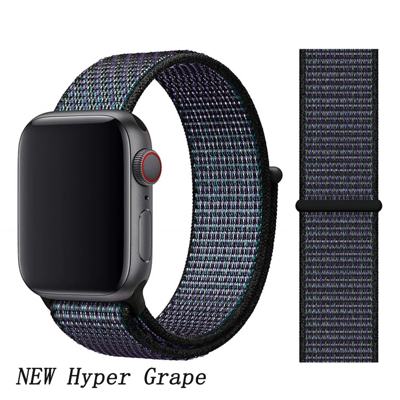 NEW Hyper Grape Ремешок для apple watch 5 4 band correa apple watch 42 мм 44 мм 38 мм 40 мм iwatch series 5 4 3 2 1 нейлоновый браслет pulseira - Цвет ремешка: NEW Hyper Grape