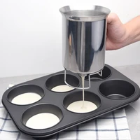800ml handheld batter dispenser pancake dough dispenser stainless steel baking cake waffles flour paste funnel kitchen tools