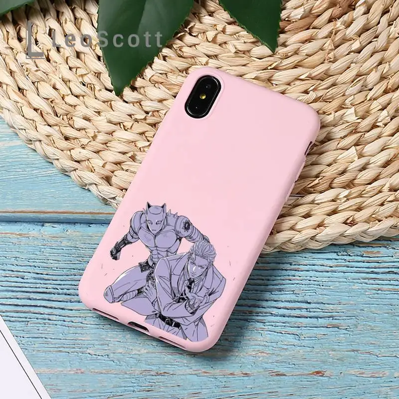 

anime cortoon JOJOS BIZARRE Phone Case Candy Color for iPhone 11 12 mini pro XS MAX 8 7 6 6S Plus X 5S SE 2020 XR