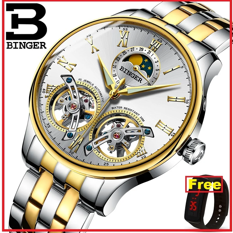 Часы скелетоны Мужские механические водонепроницаемые с сапфировым