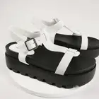 Размера плюс; Большие размеры 36-43; Симпатичные Модные летние женские босоножки, новинка, туфли на танкетке, с открытым носком, с пряжкой, черный, белый цвет Ytmtloy с волнообразным краем; Zapatos De Mujer; Мокасины на платформе