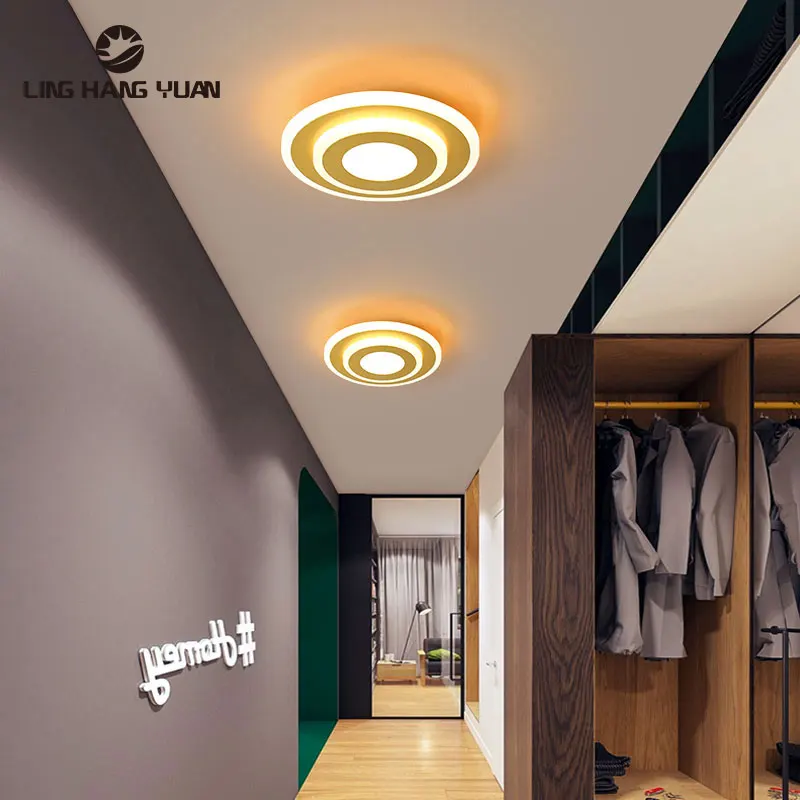 

LED Ceiling Lights in Bedroom Living Room Corridor Light Stairway Lamps Ceiling Lamps Indoor Lighting Fixtures Golden Frame 15w