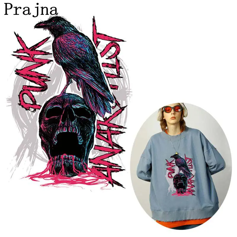 Праджня и черепами в стиле панк гладить на передачи тепла ПВХ Патчи для Костюмы DIY