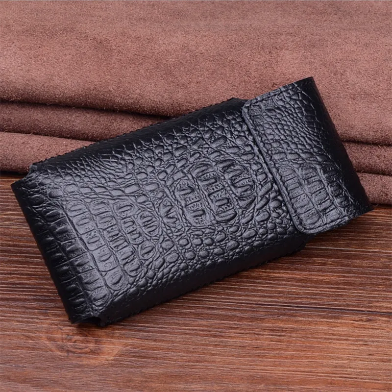 Handmade Genuine Leather Belt Waist Bag Pouch Cover for SAMSUNG Galaxy Z Fold 4 3 Fold3 Crocodile Oil Wax Magnetic Flip Case