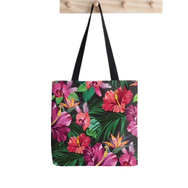 

Сумка-шоппер с тропическим принтом «take me with you», женская сумка-тоут в стиле Харадзюку, Женская холщовая сумка-шоппер на плечо