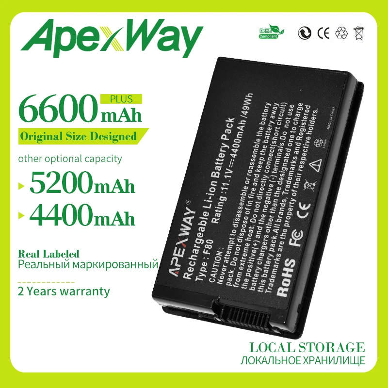 

Apexway Black Laptop Battery for Asus A32-F80 F80 F80Cr F80s F81 F81E F81Se F83 F83Cr F83E F83S F83Se F83T F83V F83VD F83VF K41