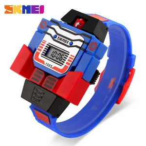 SKMEI Kids Watches LED Digital Children Cartoon Sports Watches Robot
Transformation Toys Boys Wristwatches montre enfant 1095