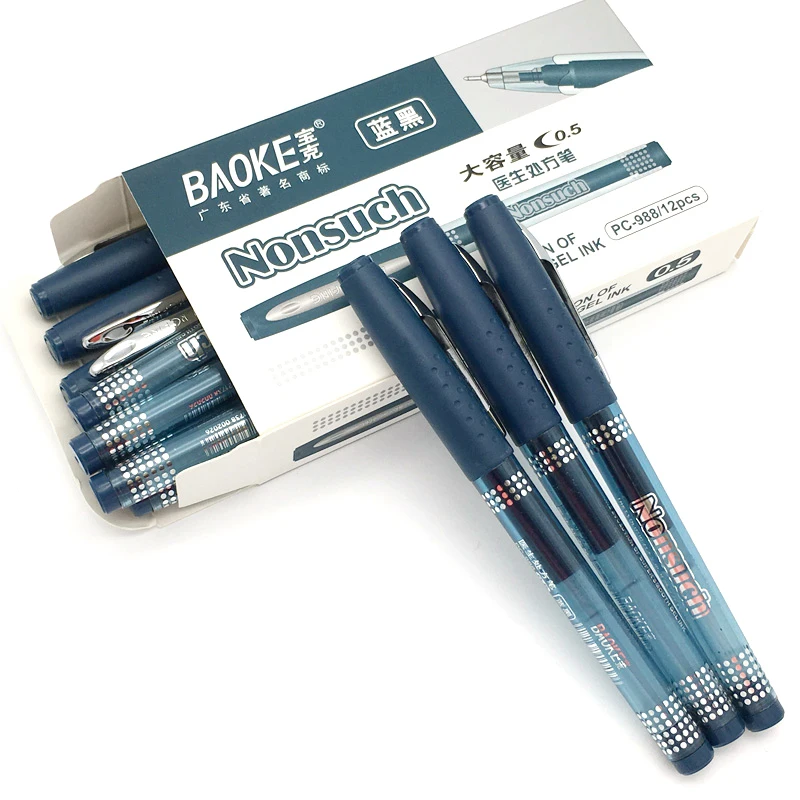 

12pcs BAOKE 0.5mm Doctor Gel Pen Refill Large Capacity Blue Black Ink Pen Writing Gel Pens Stationery for School Office Supplies