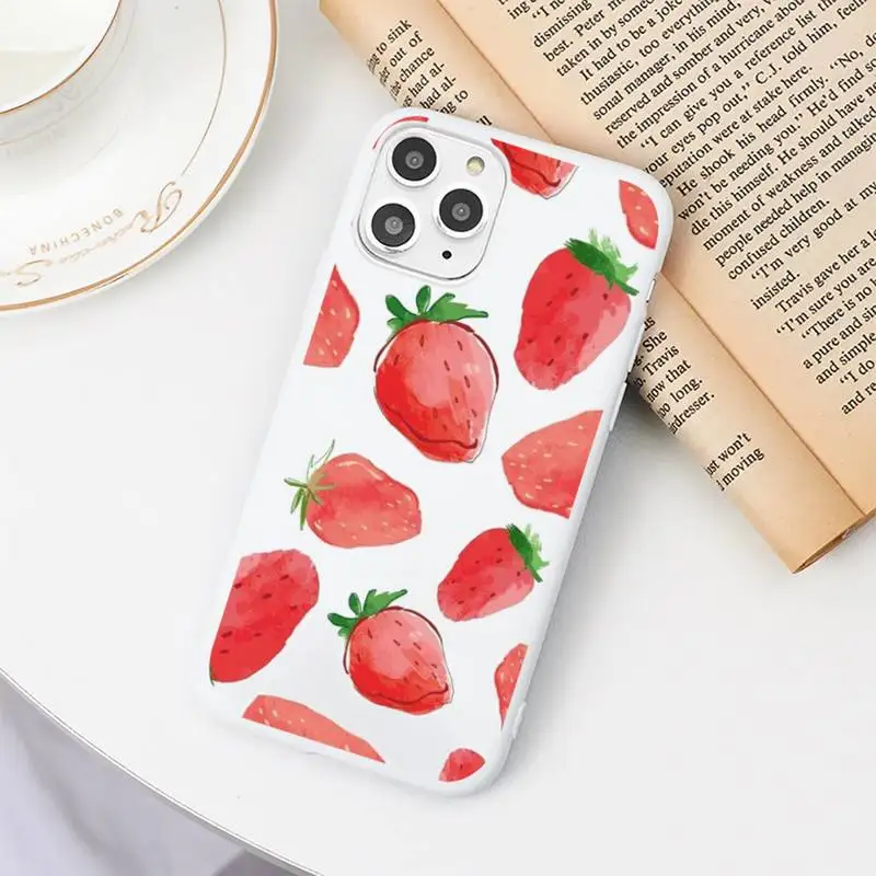 

Cute Strawberry Cherry Phone Case Candy Color for iPhone 6 6S 7 8 11 12 XS X SE 2020 XR mini pro Plus MAX funda