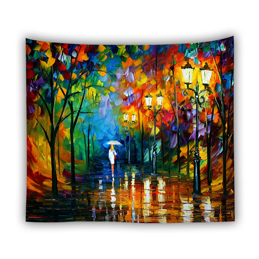 Картина маслом городской пейзаж гобелен настенный декоративный фон для