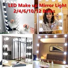 Светодиодное зеркало для макияжа с плавной регулировкой яркости, светильник для косметического зеркала с набором лампочек, настольное зеркало с подсветкой от USB, голливудская настенная лампа, 12 В