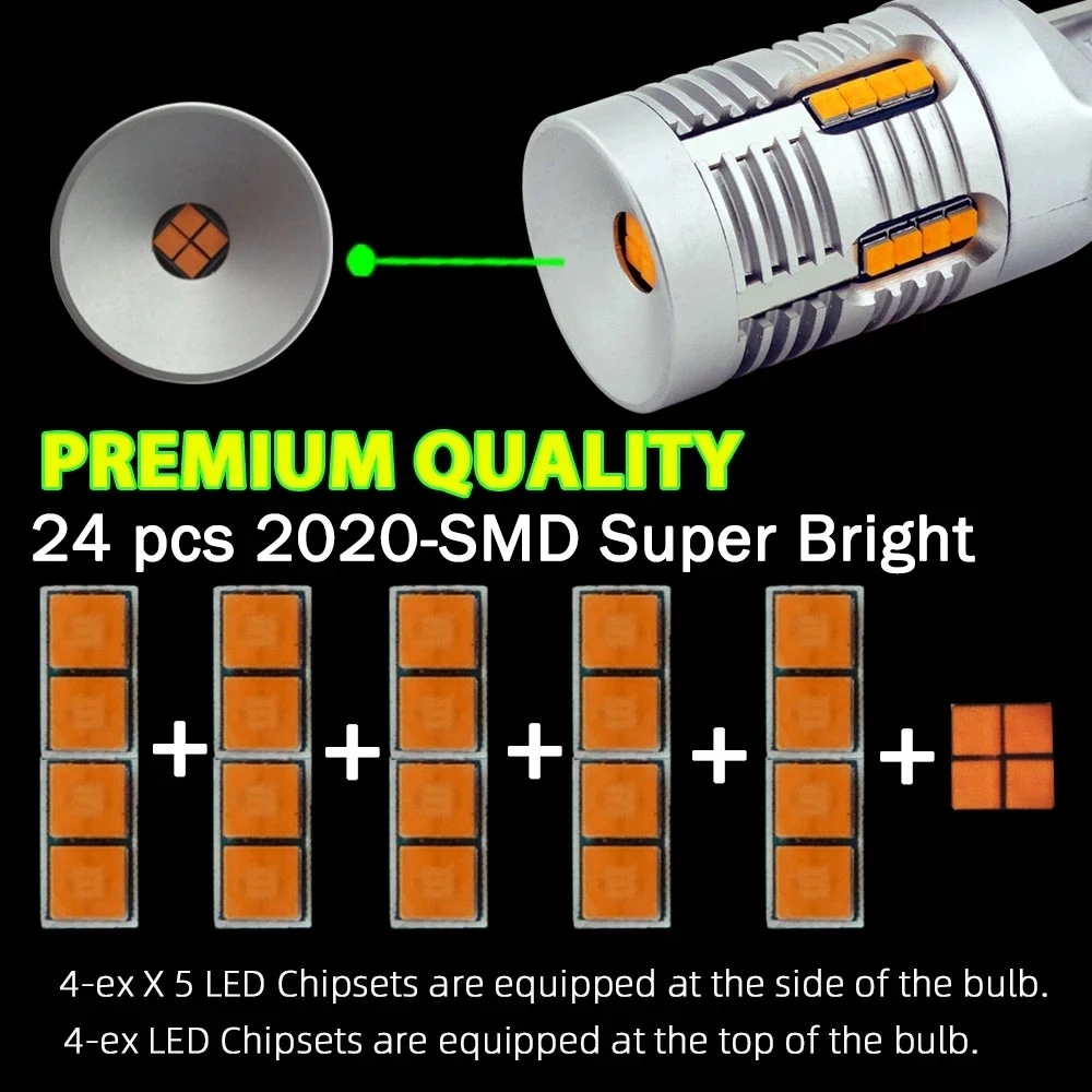 10 шт. PY21W Bau15s T20 7440 W21W 1156 Ba15s P21W LED лампа Canbus NO Error для автомобиля заднего хода/сигнала