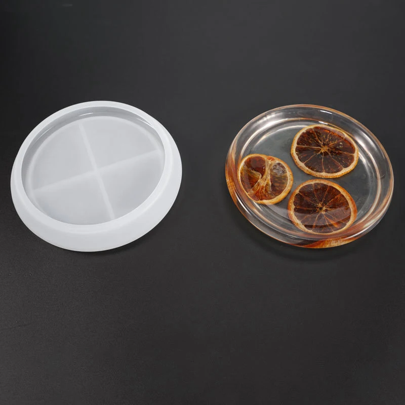 

DIY Crystal Epoxy Mold Round Saucer Coaster Manual Epoxy Saucer Round Mirror Silicone Mold