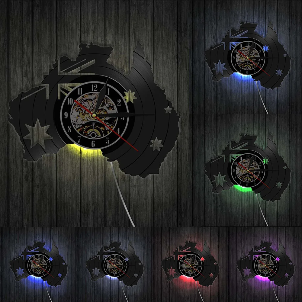 Виниловые настенные часы с изображением флага Австралии патриотические карты