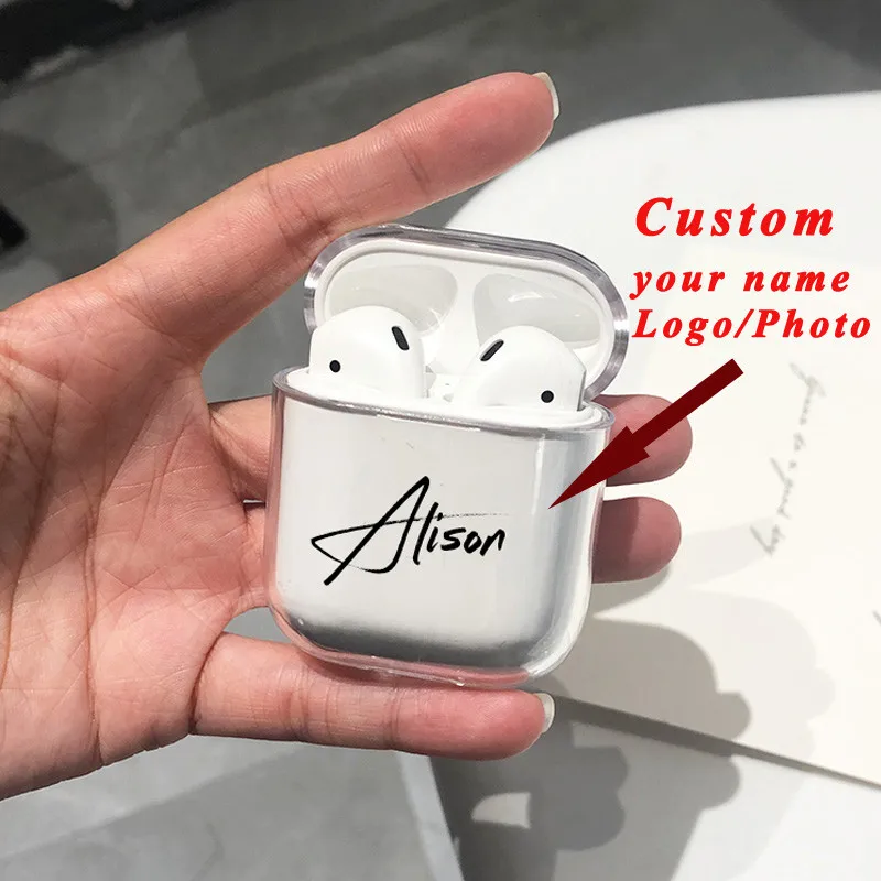 Жесткий пластиковый чехол с именем на заказ для Air Pods pro чехол s Bluetooth беспроводной DIY чехол для Airpods 1 2