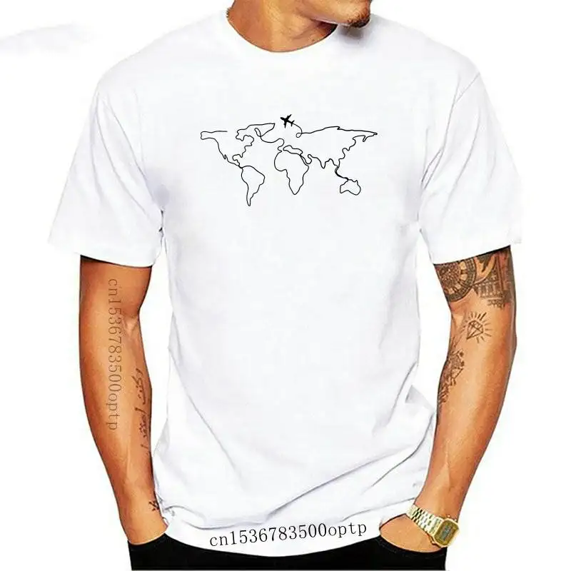 

World Map Airplane T-shirt Funny Summer Vacation Tshirt Cute Women Short Sleeve Graphic Travel Top Tee Shirt
