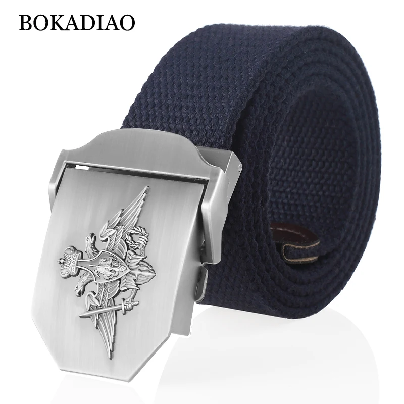 BOKADIAO Men&Women Canvas belt luxury 3D Russian armed forces metal buckle jeans Belt Army tactical belts for men Military strap