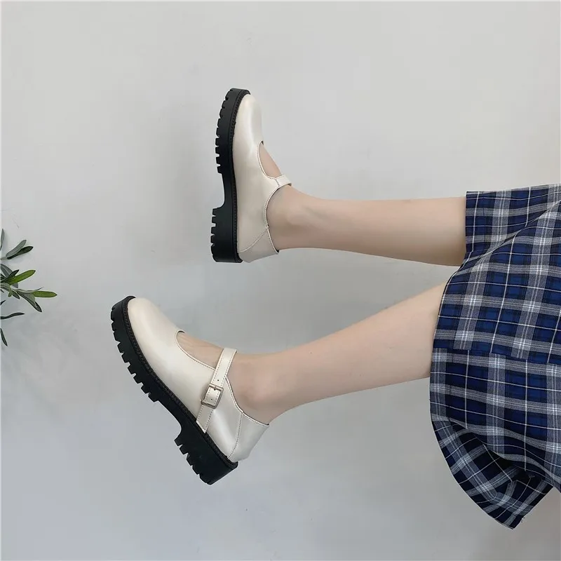 

Новинка осени 2021, Туфли Мэри Джейн на толстой подошве, маленькие туфли в студенческом стиле, тонкие мягкие туфли с круглым носком в стиле рет...