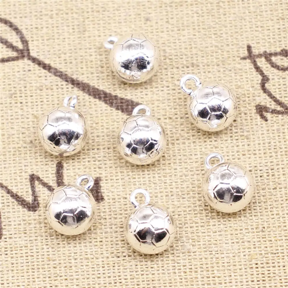 

Jewelry Making Charms 5pcs 13x10mm Antique Silver Color Football Charms