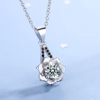 new black diamond simple inlaid zirconium diamond flower necklace for women mori girl simple jewelry christmas party accessories