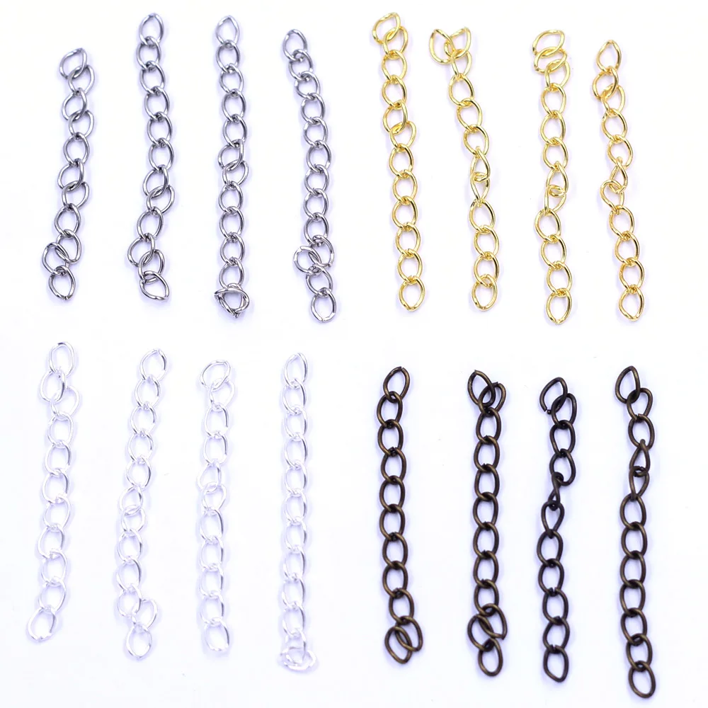 

Extension Chain Bulk Bracelet Extended Tail Extender Gold Plated For Charms Necklace Jewelry DIY Making Findings 50x3mm