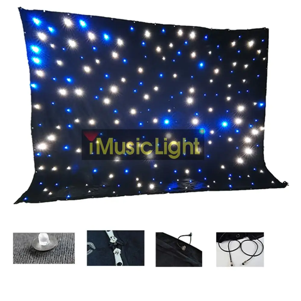 2 шт. светодиодный фон 4 м x 6 DMX512 звезда ткань Tianxin S синий + белый DJ с 1 контроллером |