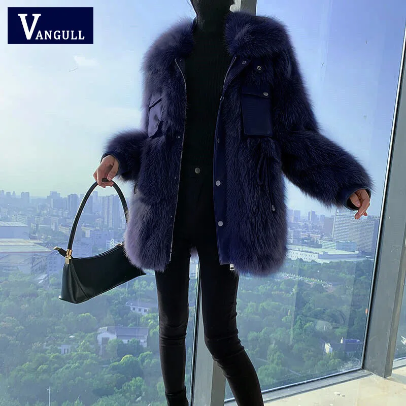 Vangull New Purple Faux Fur Coat Thick Loose Warm Hairy Jacket Fashion Outwear Elegant Spliced Artificial Collar Winter | Женская одежда