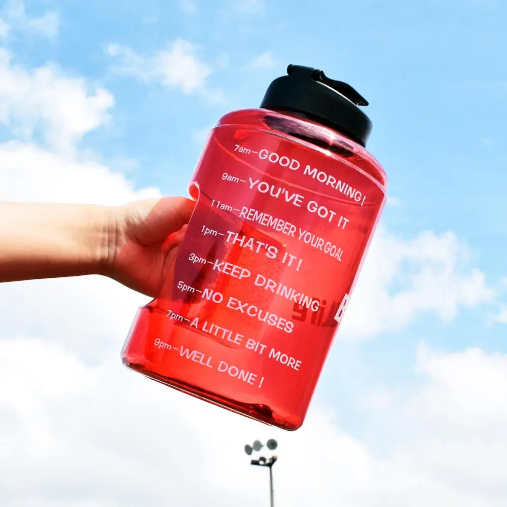 QuiFit Plastic Wide Mouth Big Drinking Water Bottles 2.5L 3.78L Gallon Jug BPA Free Sport Fitness Tourism GYM Travel Unique Item | Дом и сад