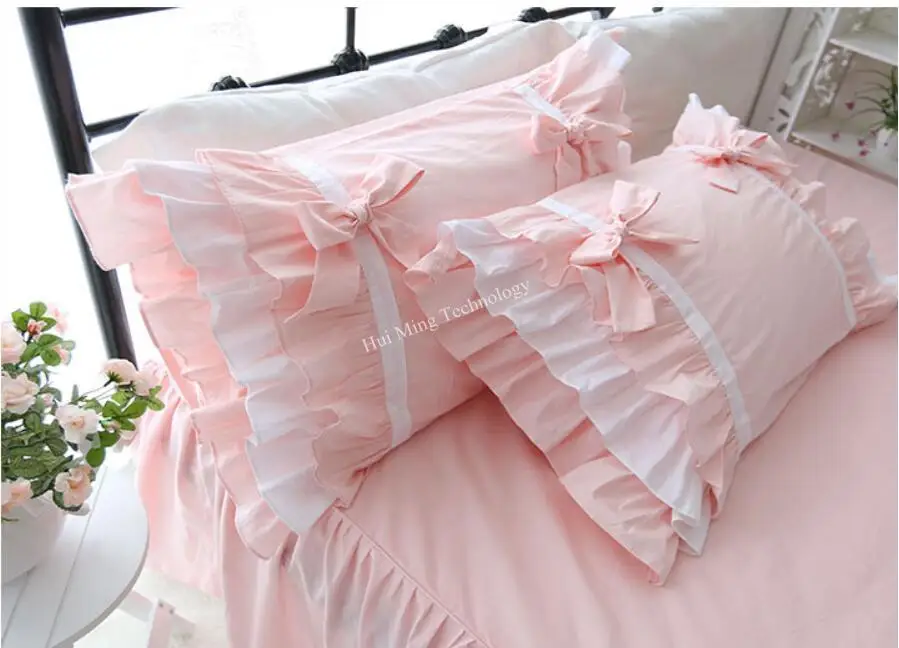 Европейские Роскошные Многослойные наволочки с оборками розовые элегантные