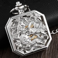 lucky beast mechanical pocket watch mascot unicorn engrave pendant fob chain reloj for men antique sliver bronze montre de poche