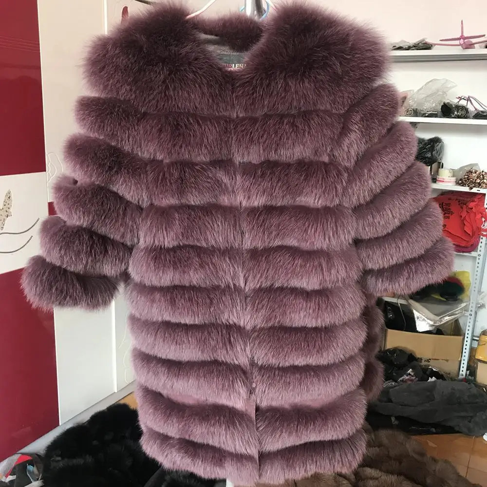 purple Натуральный Лисий мех пальто женский природный натуральный мех куртки жилет Зимняя верхняя одежда женская одежда - Цвет: purple