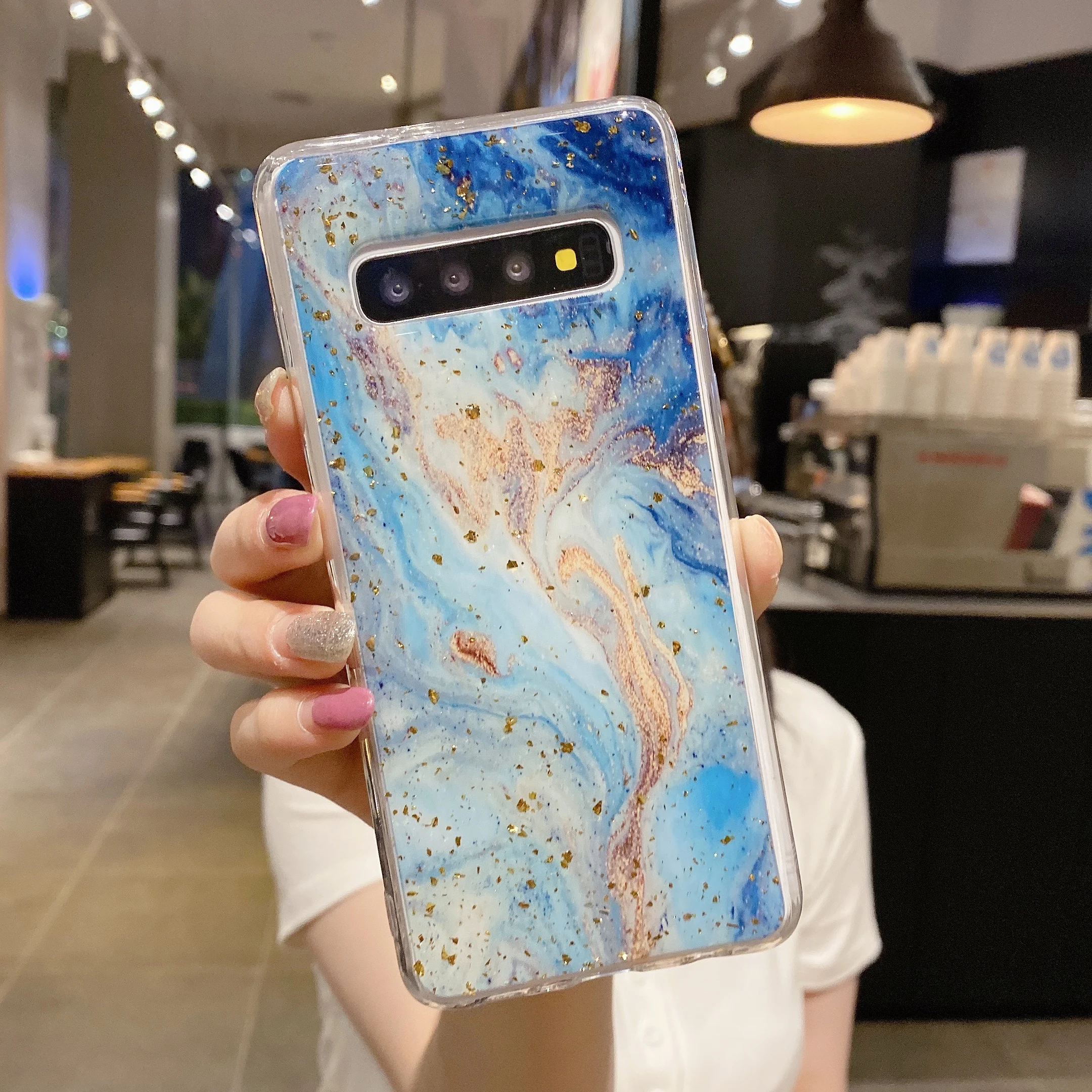 

Phone Case For Samsung Galaxy A20 A30 A40 A50 A30S A50S A70 S10 S10E PLUS Note10 F62 Fashion Luxury Glitter Marble Texture Cover
